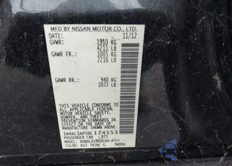 2013 Nissan Altima 2.5 S z USA, uszkodzony, nr VIN 1N4AL3AP5DC174553